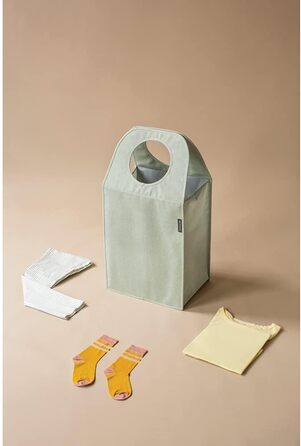 Brabantia - Laundry Bag - Quick-Drop Opening - Robust Textile Bag - Space-Saving - The lid folds out into handles - Easy emptying - Green - 55 L - 29.5 x 54.0 x 50.5 cm