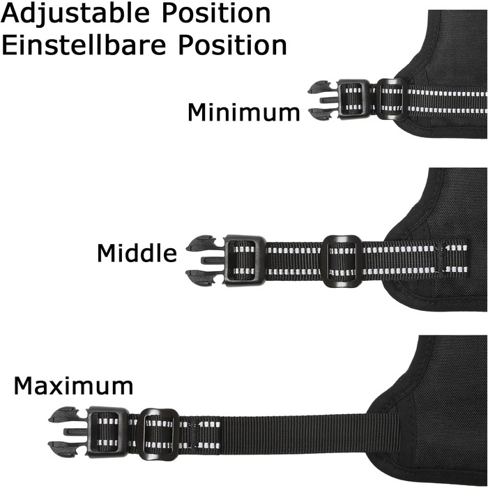 Шлейка для собак HEELE, No-Pull, для середніх собак, м'яка, дихаюча, регульована, світловідбиваюча, з м'яким ручним захопленням, чорна, розмір L