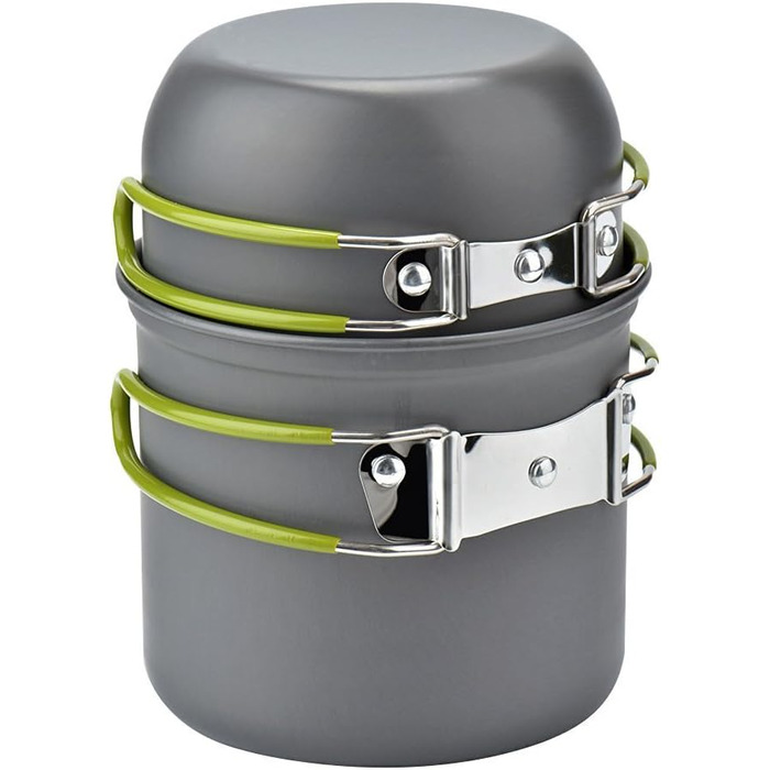 Набір посуду для кемпінгу та пікніків: каструля та сковорода з нержавіючої сталі