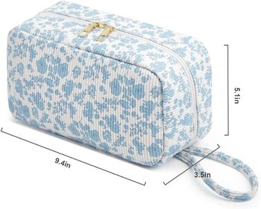 Косметичка жіноча з корду, туристична, для подорожей, зелена з квітами