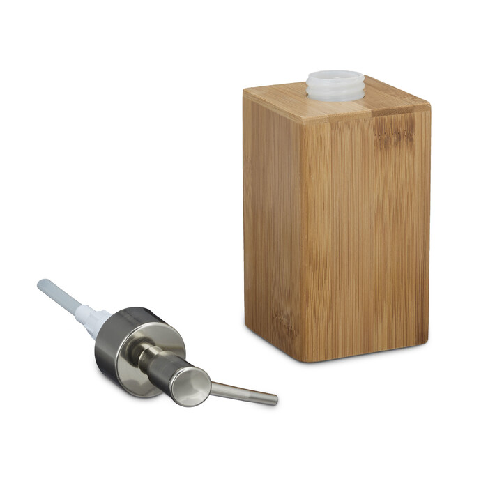 Relaxdays Bamboo Soap Dispenser, Square