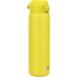Ion8 Vacuum Insulated Stainless Steel Water Bottle, 1 Liter, 920 ml, Leak-Proof, One-Handed Opening, Secure Locking Mechanism, Dishwasher Safe, Carrying Handle, Durable, Ideal for Sports and Yoga (OneTouch 2.0, Yellow)