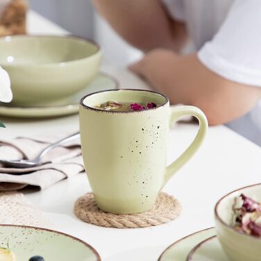 Набір посуду Vancasso Navia 16 TLG: 16-ти частинний сервіз зі штучного каменю, світло-блакитний, вінтажний стиль