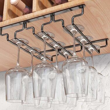 Стійка для бокалів Spldsun, металева, для кухні, бару, ресторану (3 слоти, чорний)