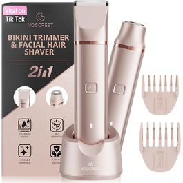 Електричний триммер для бікіні VG VOGCREST: безболісний жіночий депілятор для тіла, для рук, ніг, зони бікіні (рожеве золото)