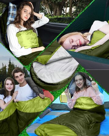 Сплячий мішок 3-4 сезони, водонепроникний, ультралегкий, для дорослих та дітей, 220*75см (Зелений)