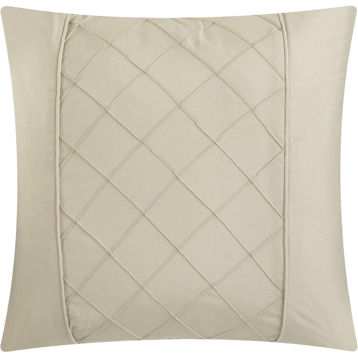 Чіхли для ліжка Chic Home Daya 3 шт. з рюшами та плісе, для двоспального ліжка, білі наволочки та декоративні подушки в комплекті, білий (King, Taupe)