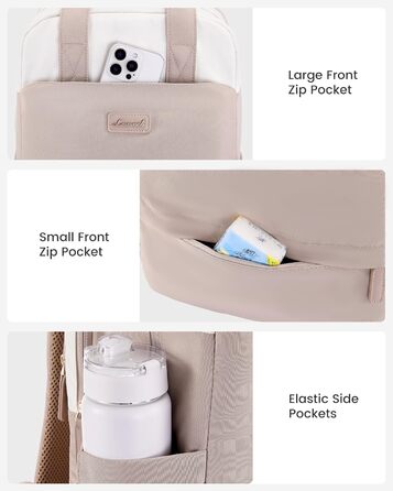 Рюкзак для ноутбука LOVEVOOK, 15.6 дюймів, жіночий, для школи/університету, подорожей, робочі будні. Водостійкий, елегантний, для дівчат-підлітків. Колір: бежево-рожевий