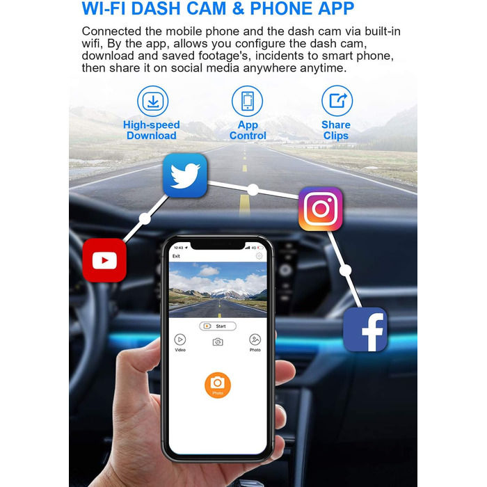 Автомобільний відеореєстратор FITCAMX для Toyota C-HR (2017-2020) 4K WiFi, 64GB, чорний/сірий/срібний