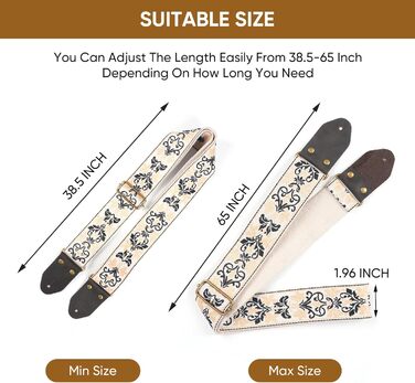 Гітарний ремінь Jacquard з вишитою бавовною та шкіряними кінцями для акустичної гітари (Gs-75-9 Yellow Jacquard)