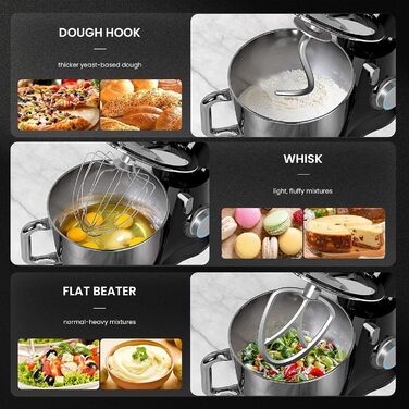 KICHOT 4.5L Kitchen Machine, Dough Mixer, 10-Speed Kitchen Machine, Dough Hook, Flat Beater, Splash Guard, Suitable for Baking, Cakes, Cookies, Kneading, Red