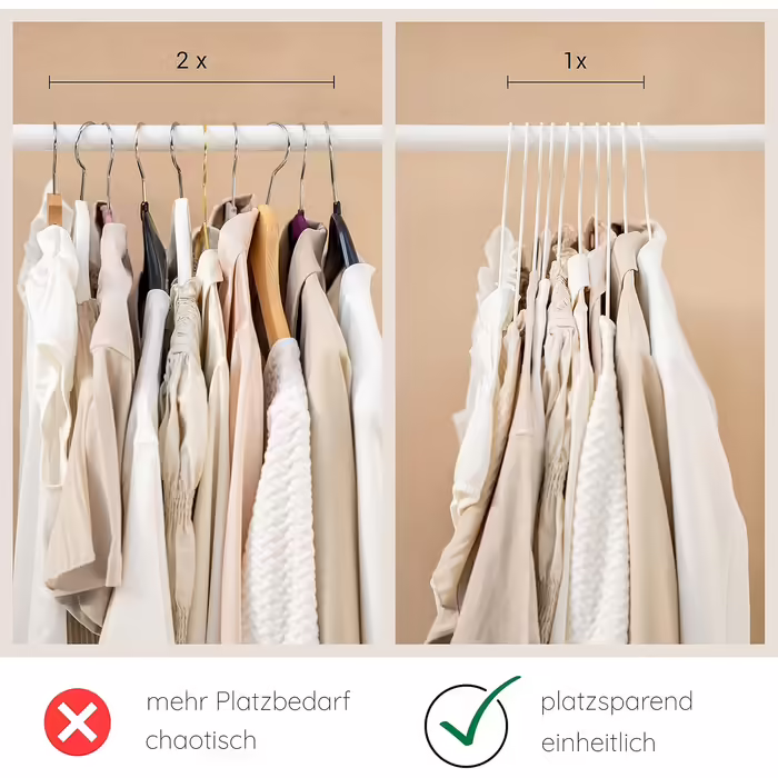 ROW&LINE® – Metal Clothes Hangers (42 cm) – 20 Pieces (Matte Black) – Space-Saving Clothes Hangers for Adults – Load-Bearing for Heavy Clothing – Hangers for Order & a Uniform Look