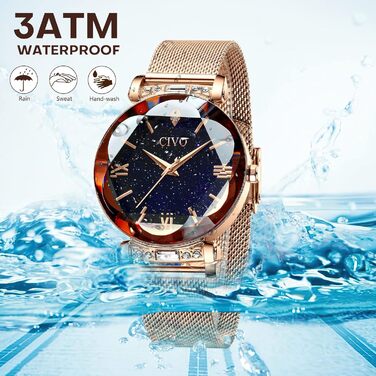 Жіночий годинник CIVO водонепроникний мінімалістичний аналоговий кварц, мода, сукня, елегантний, повсякденний кварцовий годинник для жінок (Y-2【set】рожеве золото/Xk Zh)