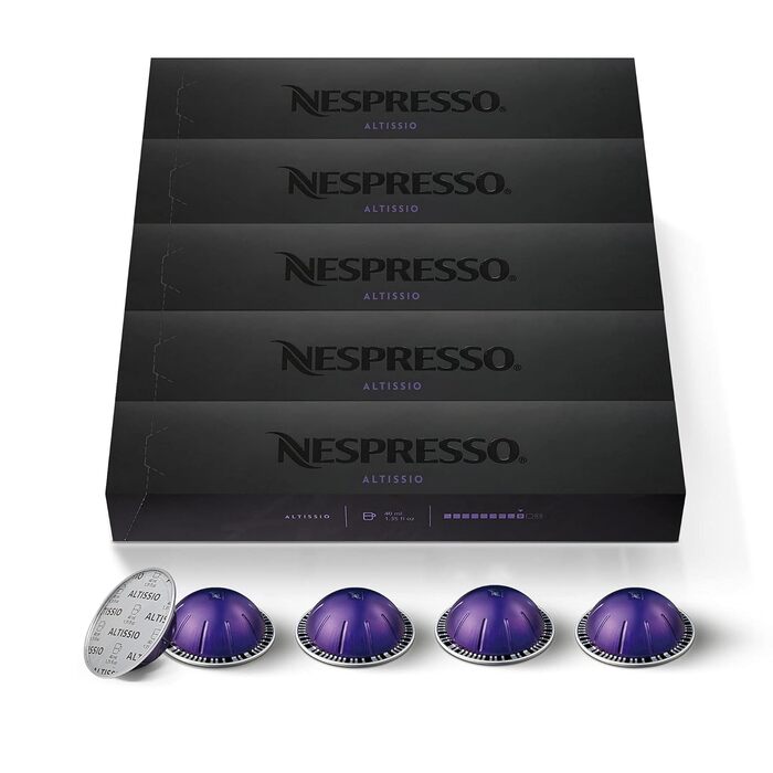 Капсули для кави Nespresso Vertuo Altissio, інтенсивність 9, для еспресо 40 мл, 50 шт. (5 упаковок по 10 шт.)