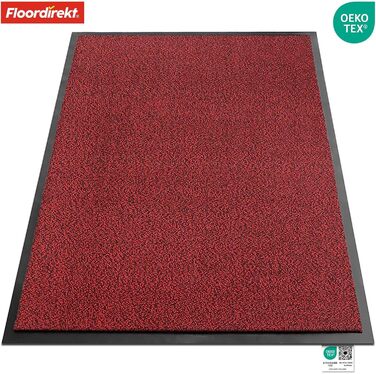 Килимок для підлоги Floordirekt Rhine - миючий, потужний, з антиковзким покриттям - килимок для входу (Sparrow), червоний (меланж), 80x120 см