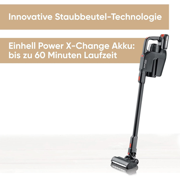 SEVERIN SEPURO акумуляторний ручний та стійковий пилосос з інноваційною технологією пилозбірників та акумулятором Einhell Power, бездротовий пилосос з мішком для алергіків, акумуляторний пилосос, HV 7185 (PRO пилозбірник)