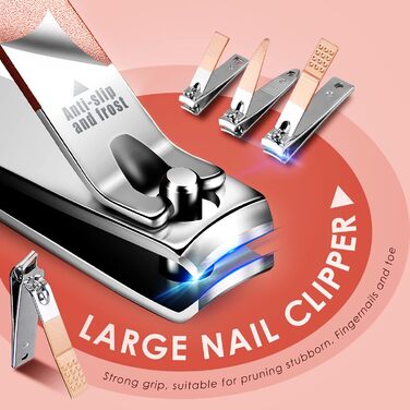 Набір для манікюру та педикюру WOAMA 30 в 1 - професійний набір для догляду за нігтями з нержавіючої сталі (рожевий)