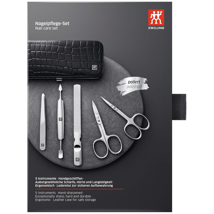 Набір для манікюру ZWILLING Kroko Edition (10 предметів) з екошкіряним кейсом, нержавіюча сталь