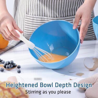Luxear Large Mixing Bowl 0.2-6.5 L Salad Bowl Set with Lid, 6-Piece Bowl Set with Forks & Spoons, Large BPA-Free Plastic Bowls Stackable Bowl Set
