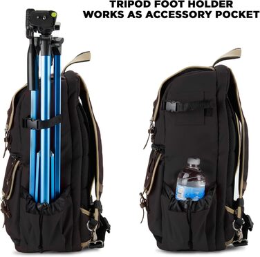 GOgroove Рюкзак для камери: DSLR рюкзак для подорожей, камера, аксесуари, ноутбук, штатив, вологостійкий, чорний
