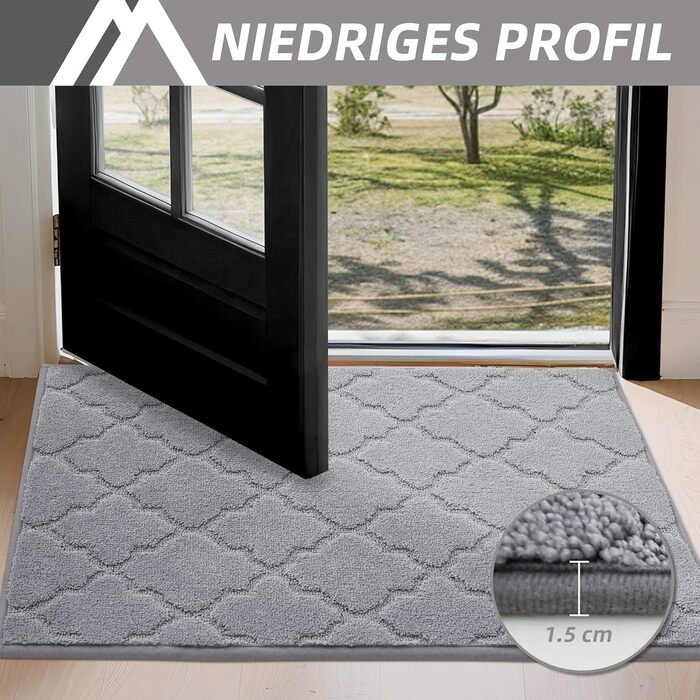 Килимок для входу COSY HOMEER 50x80 см, сірий, антиковзкий, вологостійкий,мийний килимок для дому, кухні, коридору