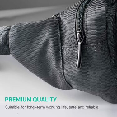 Поясна сумка FREETOO для чоловіків та жінок з 6 кишенями на блискавці – водонепроникна, для прогулянок з собаками, бігу, походів, подорожей та відпочинку (Сірий)