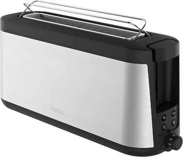 Tefal Element Long Slot Toaster TL4308 | 7 Browning Levels | 1000 Watts | Integrated Bagel Attachment | Elegant Design | Black/Stainless Steel Single