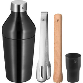 Набір бармена WMF Baric Cocktail Set 4-piece: шейкер, мірний стакан, щипці для льоду, мадлер, дерев'яний, у подарунковій коробці