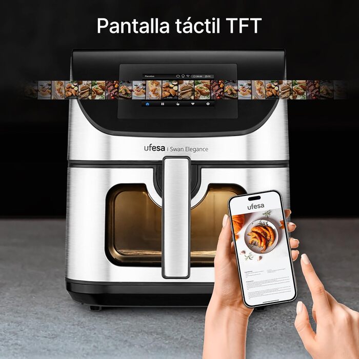 Фритюрниця Ufesa Phantom AF5000 з гарячим повітрям, 5л, Wi-Fi, LED-дисплей, 1500W, Amazon Exclusive