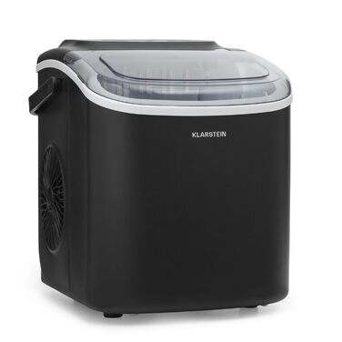 Klarstein Ice Maker - 12kg/24h, 2 sizes, 1.3L water tank, LED displays, transparent lid, portable, ice cube maker for parties/garden events (Black)