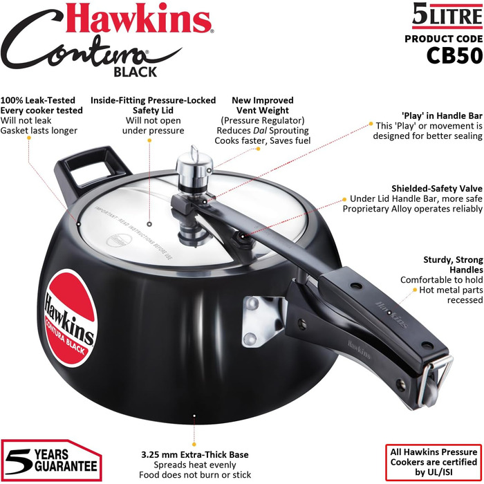 Скороварка Hawkins CB50, анодована, 5 л, чорна