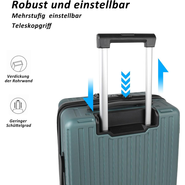 Чемодан ручної поклажі TANTOMI з відділенням для ноутбука, 20 дюймів, жорсткий корпус, легкий ABS-валіз, валіза з 4 колесами на 360°, TSA-замок (світло-темно зелений, 41л)