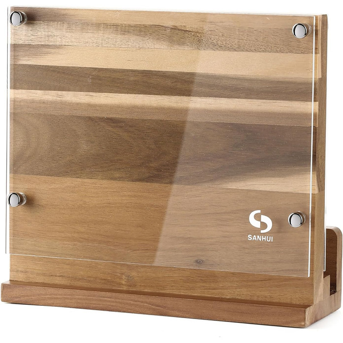 SANHUI Natural Acacia Wood Knife Block, Elegant and Practical Double-Sided Magnetic Knife Holder, Convenient and Durable, Perfect for Kitchen Knife Display