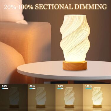 Дерев'яна настільна лампа - 3 режими, 9-рівнів регулювання яскравості LED, мінімалістичний дизайн, для спальні, вітальні, нічного столика, декоративна лампа з теплим/холодним білим світлом