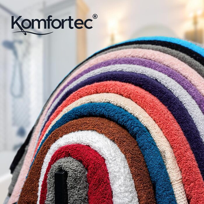 Набір рушників Komfortec 8 шт. з 100% бавовни: 4 великі (70x140 см) та 4 маленькі (50x100 см), фrotте, м'які, антрацит/бірюзовий