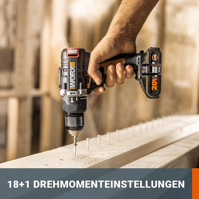 WORX WX175.9 Акумуляторний дриль-шуруповерт 20V – безщітковий, 60Nm, 2-швидкісний, з LED-підсвічуванням. Комплект для свердління та закручування (без акумулятора та зарядного пристрою)