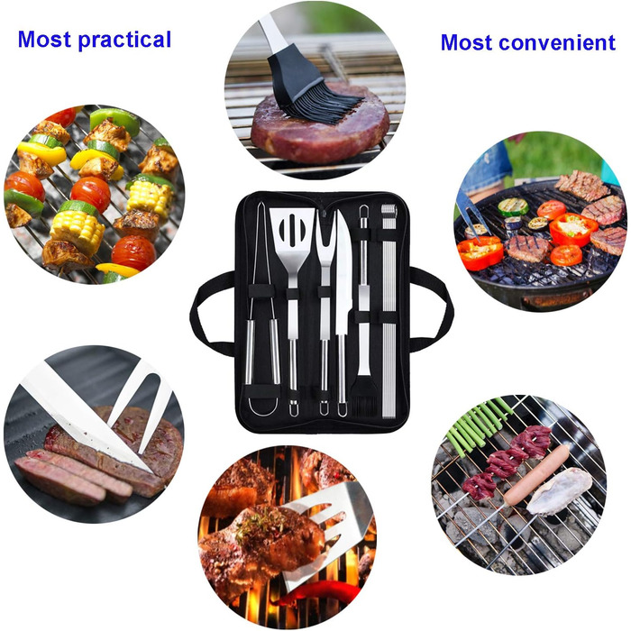 Набір гриль-посуду 13 предметів: аксесуари для гриля, інструменти для барбекю, набір для гриля, посуд для гриля з нержавіючої сталі з подарунковим пакуванням для чоловіків, кемпінгу, пікніка, сімейного відпочинку та вечірок на природі