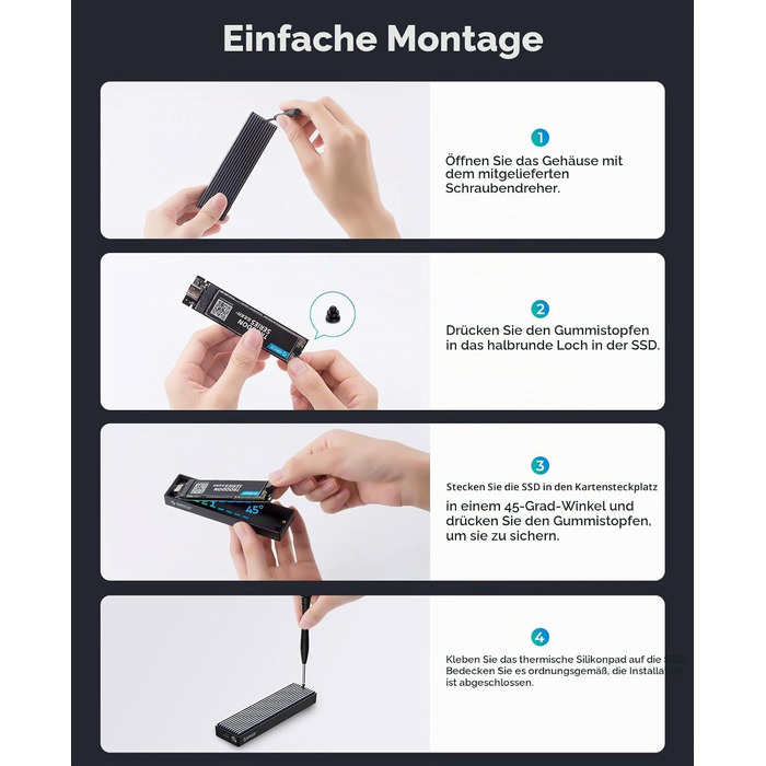 Зовнішній корпус (кейс) ORICO M.2 NVMe SSD USB-C 3.2 Gen2 10Gbps для PCIe M-Key/M+B Key (2230/2242/2260/2280), з підтримкою UASP