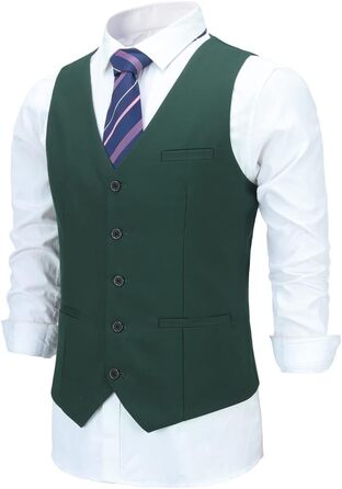 Чоловіча жилетка Allthemen V-подібний виріз, однобортна, Slim Fit, для ділового костюма, жилетка-вест (3XL, Зелений)