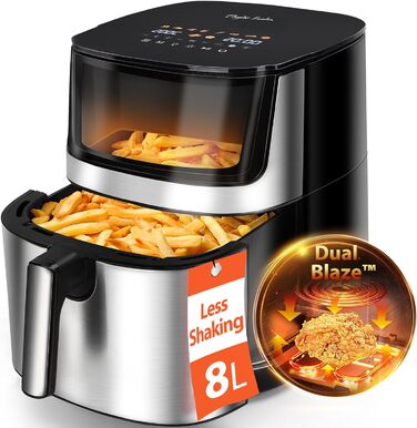 Фритюрниця повітряна Taylor Swoden Dual Blaze 8 літрів, 2000W з вікном, 10 програм, 3 режими, сенсорний дисплей, металевий корпус, регулювання температури та часу, для 9 осіб