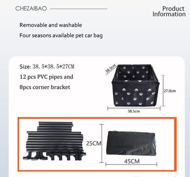 Водонепроникний і дихаючий килимок для автомобіля з домашніми тваринами GUOYI® - безпечний, двошаровий, потовщений, з сумкою для перенесення та подушкою для подорожей (чорний)