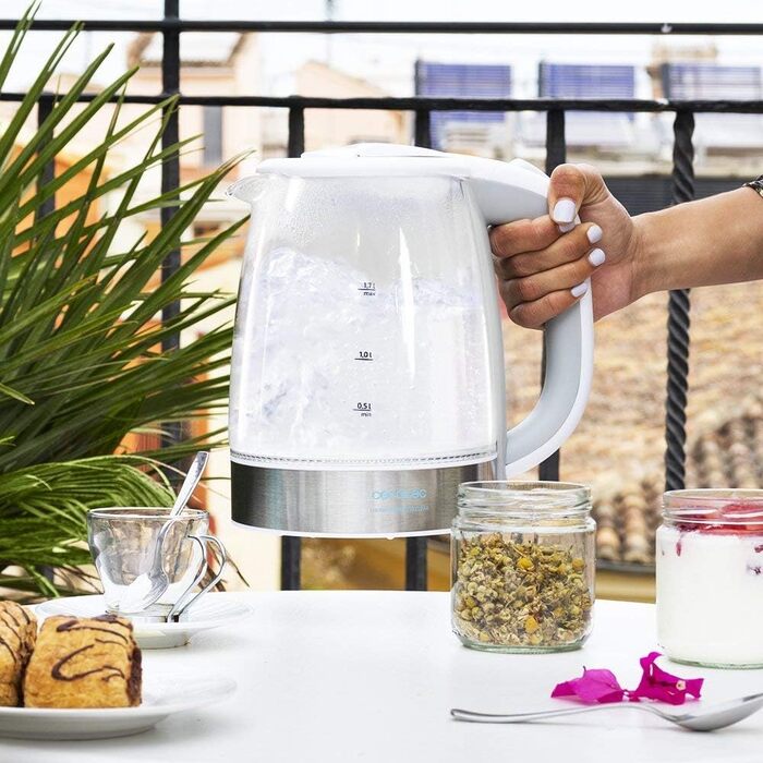 Скляний електрочайник Cecotec ThermoSense 340 Clear, 2200 Вт, 1.7 л, з LED-індикатором та автоматичним вимкненням, прозорий