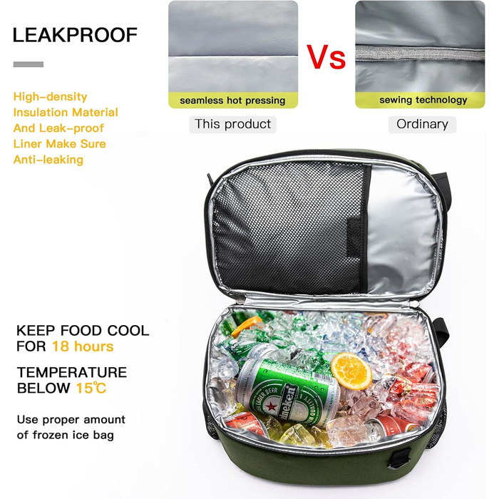 28L Insulated Cooler Backpack - Double Layer Small Thermal Backpack for Camping, Picnic, Travel (Green)