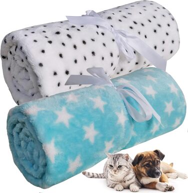 М'яка ковдра для собак та котів LeerKing: двошарова флісова ковдра 100 x 150 см (блакитний+білий)