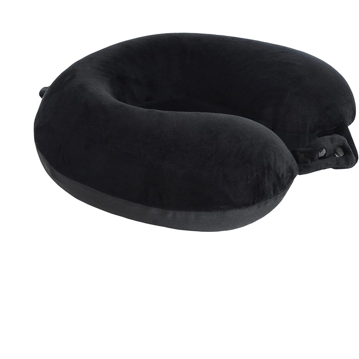 Подушка для шиї з піною з пам'яті, зручна та легка, ідеальна для сну в літаку, автомобілі, поїзді, автобусі та вдома, з чохлом для зберігання (Чорна)