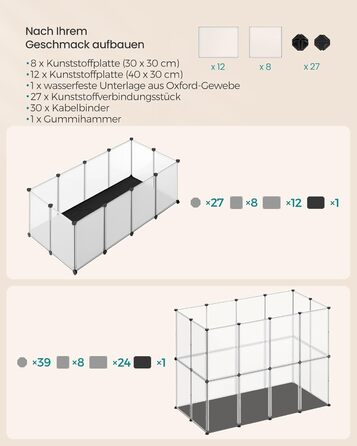 Клітка для дрібних тварин SONGMICS LPC012W01 з піддоном, біла, 143 x 73 x 46 см