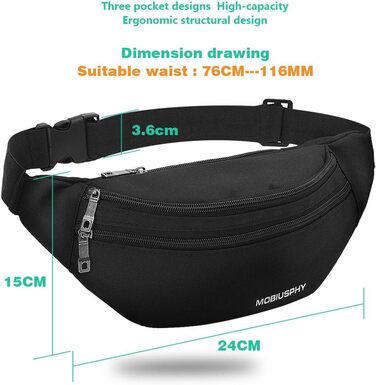 Поясна сумка на пояс для жінок та чоловіків, спортивна, для бігу, чорна