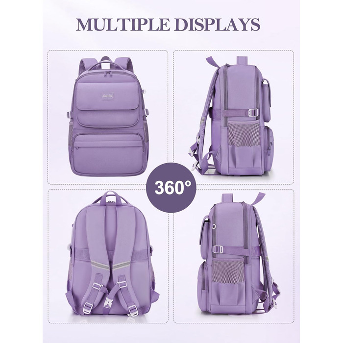 Шкільний рюкзак FIORETTO для підлітків та дівчат: 25L, водонепроникний, з відділенням для ноутбука 15.6