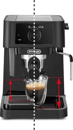 De'Longhi Stilosa EC 230.BK – traditional espresso portafilter machine, espresso machine with manual milk frother, for espresso grounds, 1 L water tank, black, 1100 W