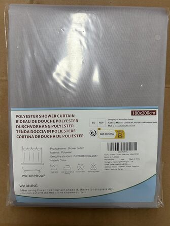 Шторка для душу DUFU, водовідштовхувальна, миється | Швидковисихаюча поліестер, 12 гачків | Напівпрозора захисна шторка для ванни (180x200 см, Темно-сірий)